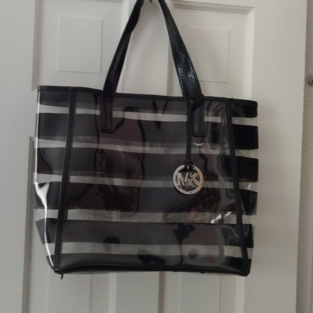 Michael Kors Black and White Striped Tote